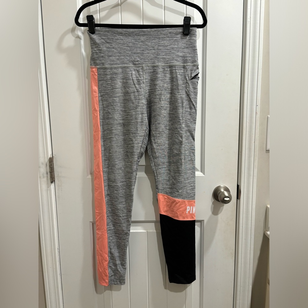 Pink color block leggings
